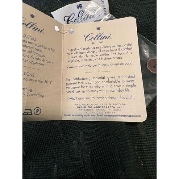 NWT $259 Cellini Italy Wool Blend Green Cardigan W/Glitter Accents Fabulous Clas - Picture 12 of 14